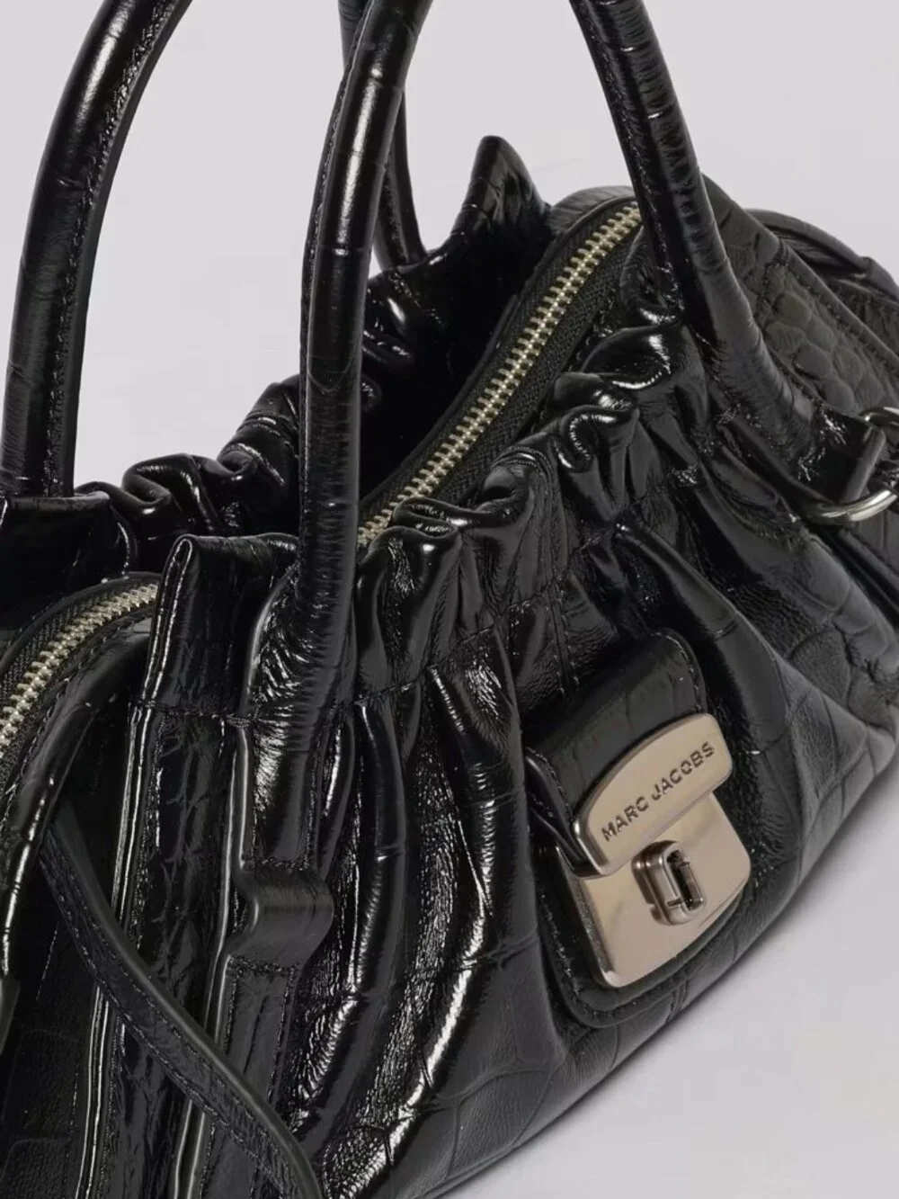 Marc Jacobs The Croc Cristina Small Leather Satchel - Black